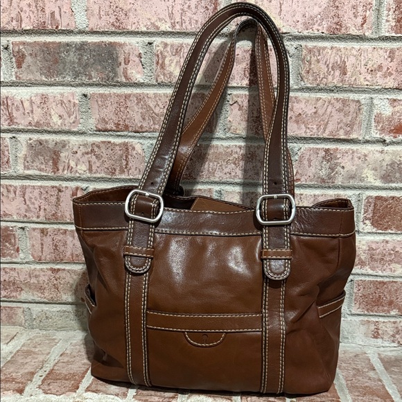 Women’s Fossil Brown Leather Tote Bag - Picture 3 of 14